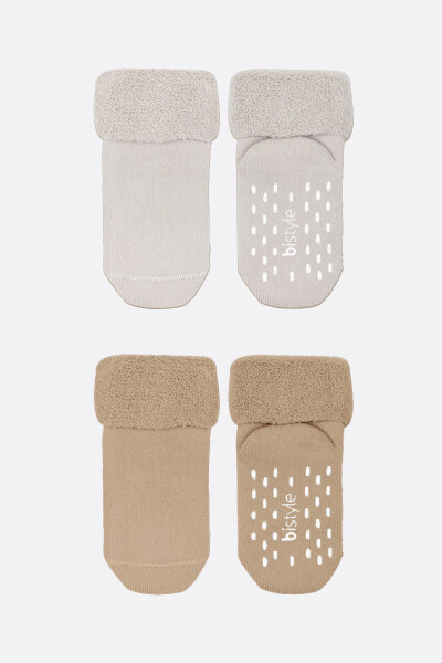 Bi̇style 2'li Havlu Soket Kaymaz Basic Gi̇rl 10507 Bej - 2