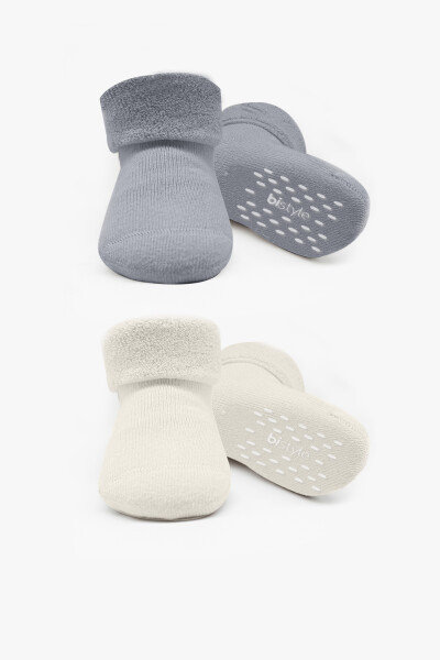 Bi̇style 2'li Havlu Soket Kaymaz Basic Boy 10508 Gri - Bistyle