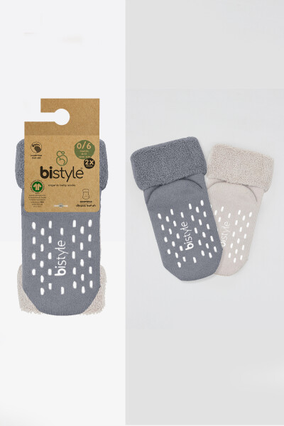 Bi̇style 2'li Havlu Soket Kaymaz Basic Boy 10508 Gri - 5