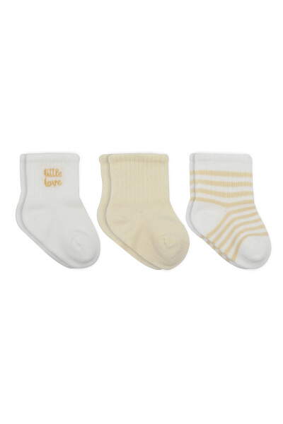 Bistyle Little Love Girl 3'lü Penye Soket Çorap 10137 Ekru - Bistyle