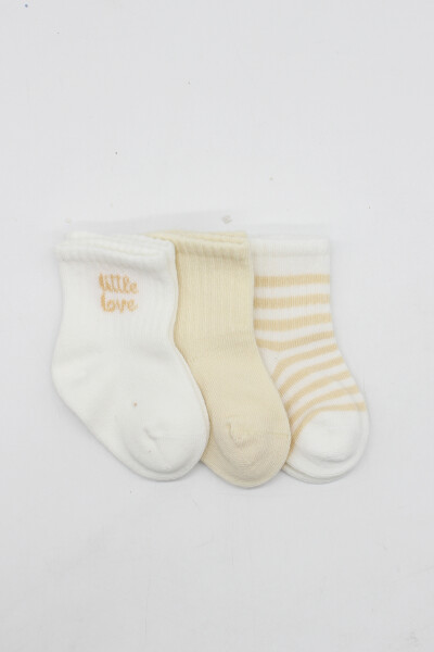 Bistyle Little Love Girl 3'lü Penye Soket Çorap 10137 Ekru - 2