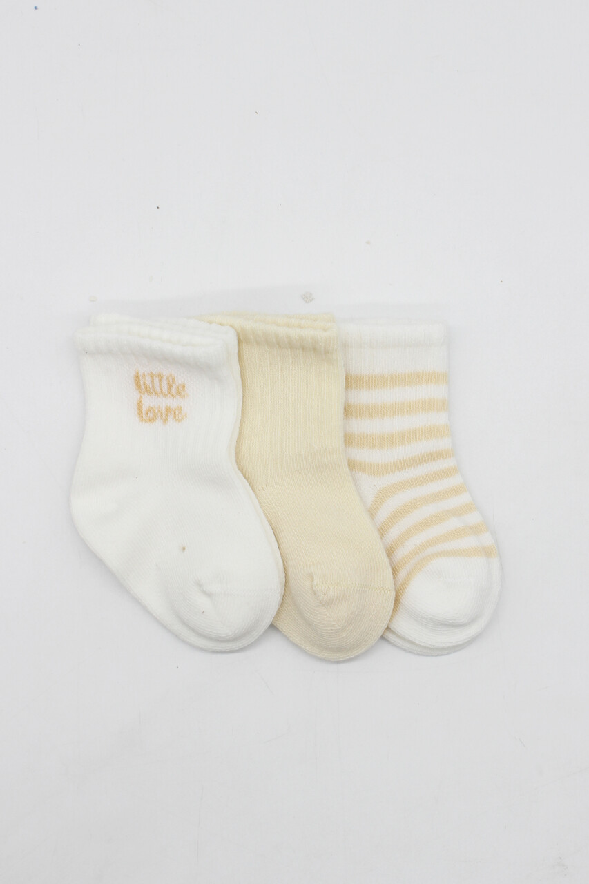 Bistyle Little Love Girl 3'lü Penye Soket Çorap 10137 Ekru - 2
