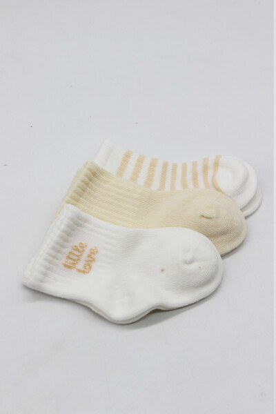 Bistyle Little Love Girl 3'lü Penye Soket Çorap 10137 Ekru - 3