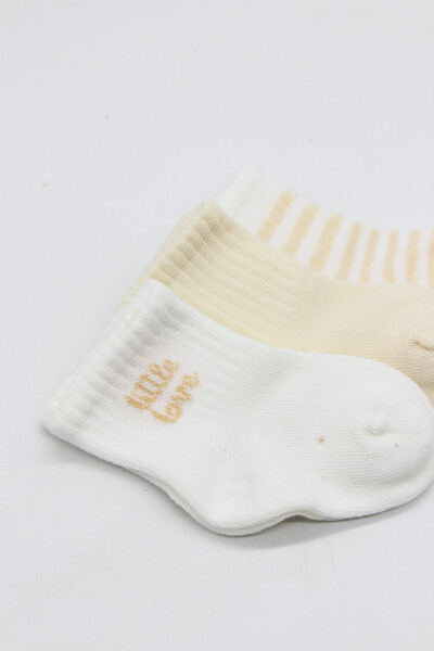 Bistyle Little Love Girl 3'lü Penye Soket Çorap 10137 Ekru - 4