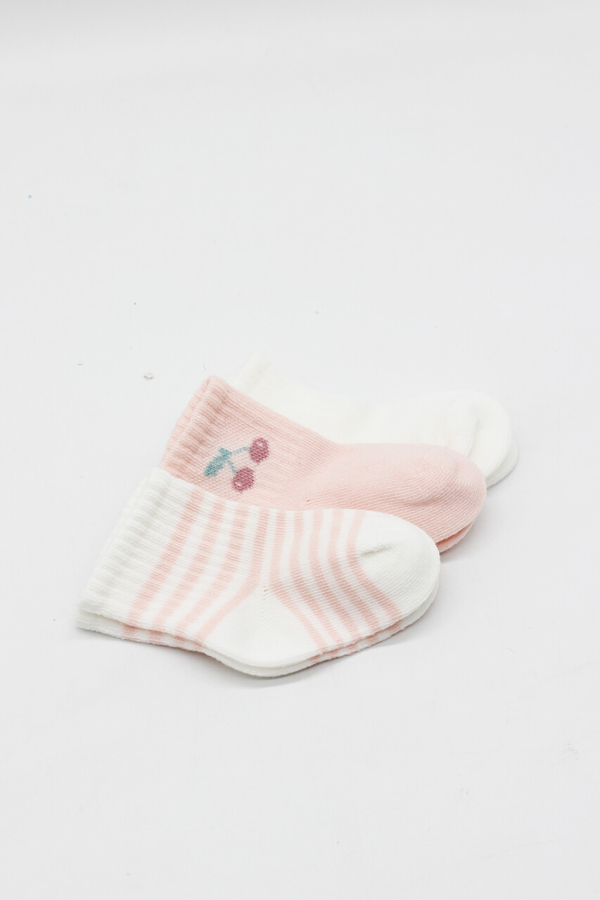 Bistyle Cherry Girl 3'lü Penye Soket Çorap 10138 Ekru - 3