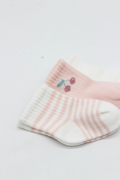 Bistyle Cherry Girl 3'lü Penye Soket Çorap 10138 Ekru - 4