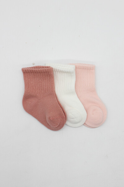 Bistyle Cherry Girl 3'lü Penye Soket Çorap 10138 Pudra - 2