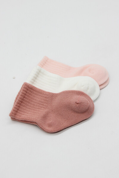 Bistyle Cherry Girl 3'lü Penye Soket Çorap 10138 Pudra - 3