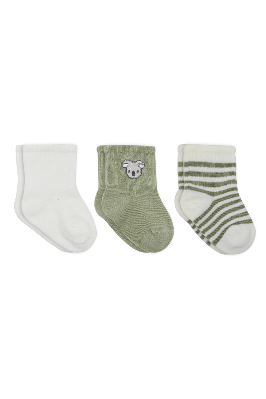 Bistyle Koala Boy 3'lü Penye Soket Çorap 10133 Ekru - 1