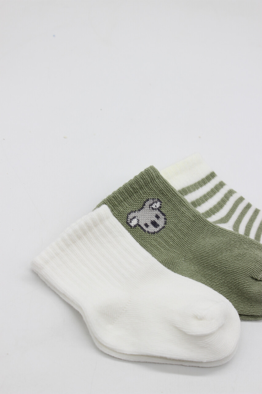 Bistyle Koala Boy 3'lü Penye Soket Çorap 10133 Ekru - 4
