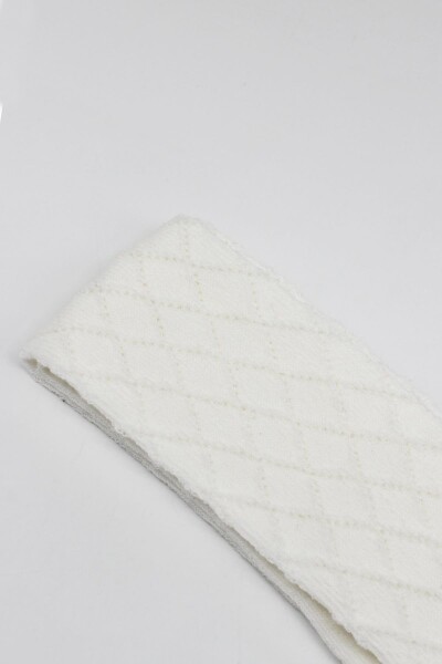 Bistyle Tekli Ekose Kabartma Penye Külotlu Çorap BS50105 Ekru - 4