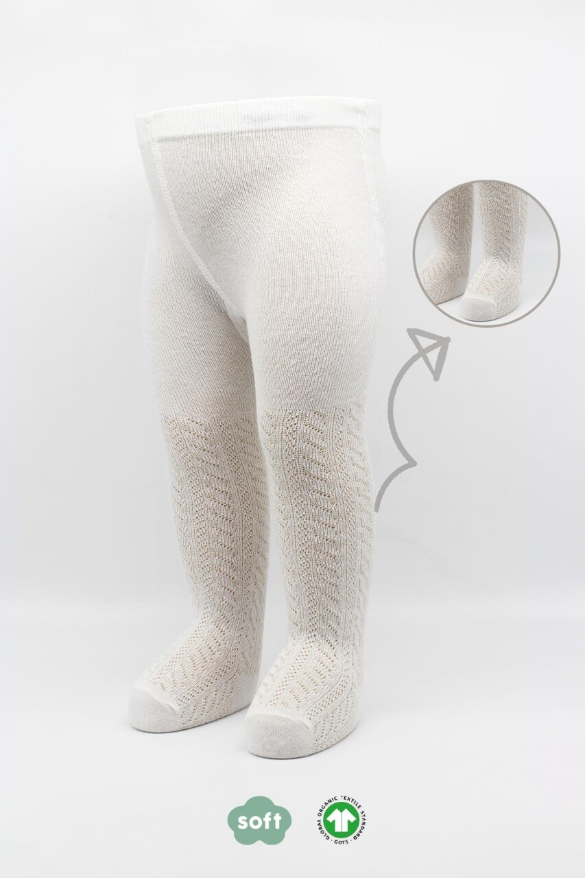 Bistyle Tekli Zikzak Kabartma Penye Külotlu Çorap BS50108 Ekru - 1