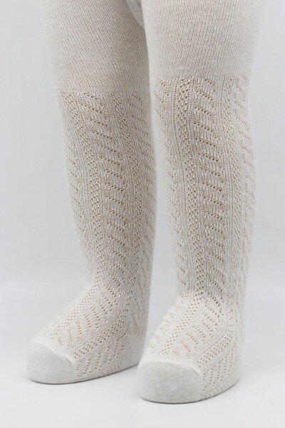 Bistyle Tekli Zikzak Kabartma Penye Külotlu Çorap BS50108 Ekru - 2