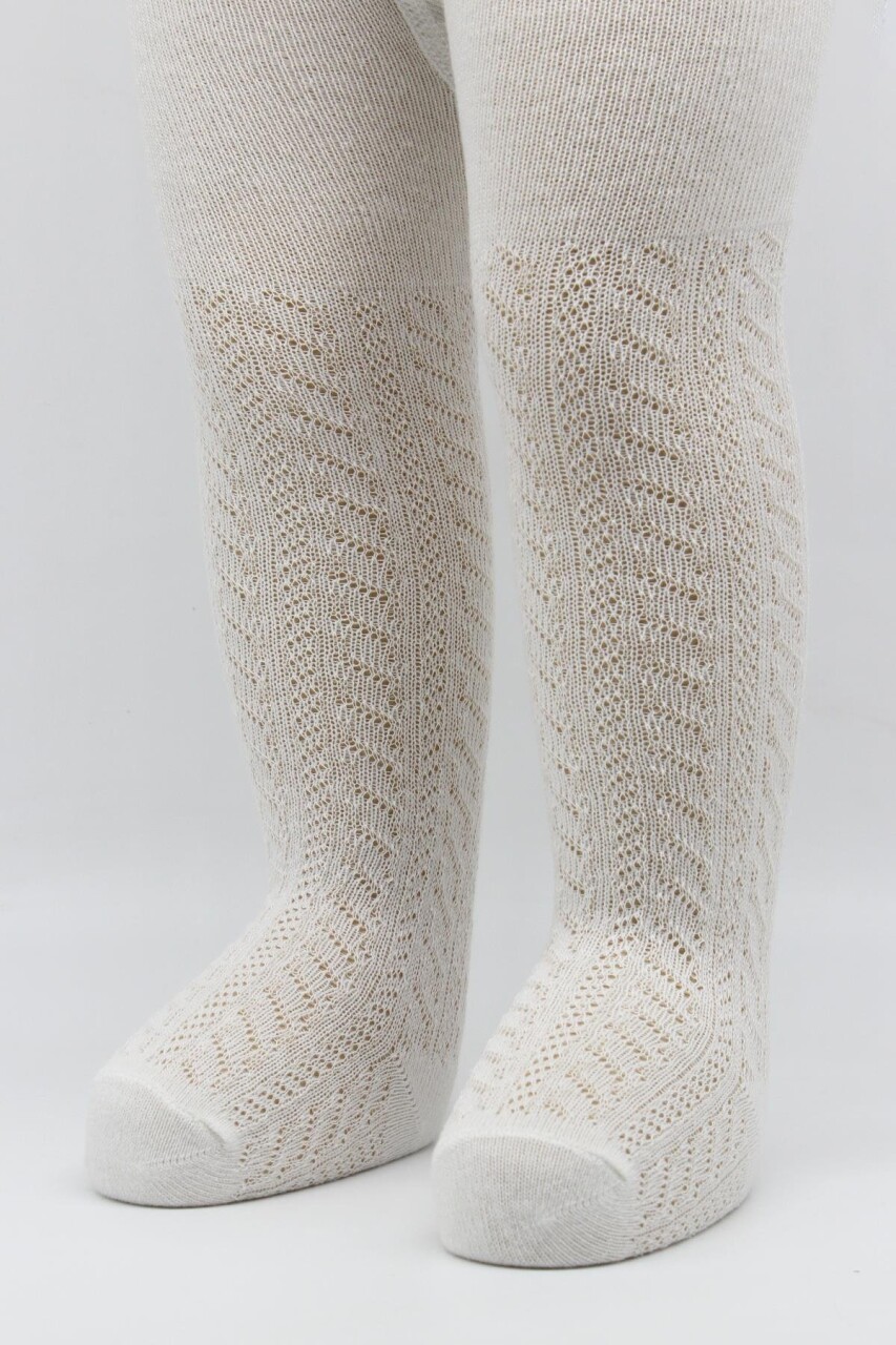 Bistyle Tekli Zikzak Kabartma Penye Külotlu Çorap BS50108 Ekru - 2