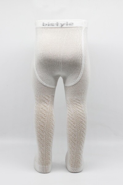 Bistyle Tekli Zikzak Kabartma Penye Külotlu Çorap BS50108 Ekru - 3