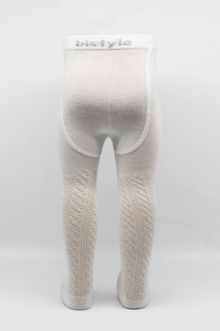 Bistyle Tekli Zikzak Kabartma Penye Külotlu Çorap BS50108 Ekru - 3