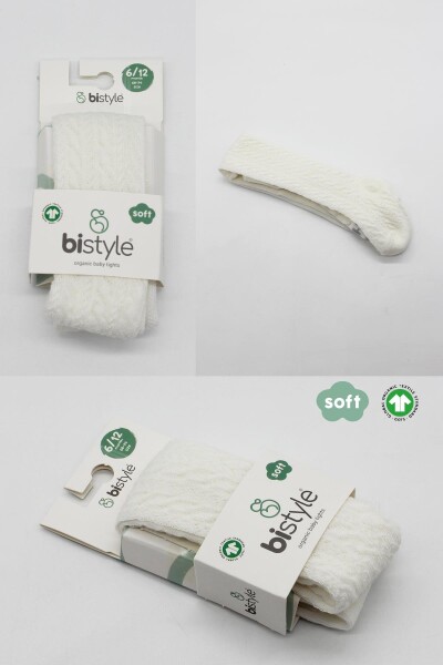 Bistyle Tekli Zikzak Kabartma Penye Külotlu Çorap BS50108 Ekru - 5