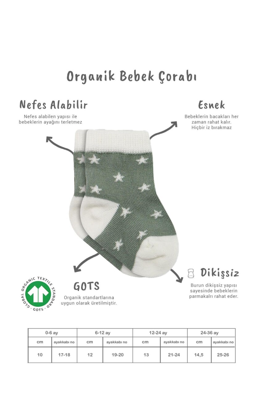 Bistyle 3lü Penye Cute Stars Soket Çorap 10115 Nil - 2