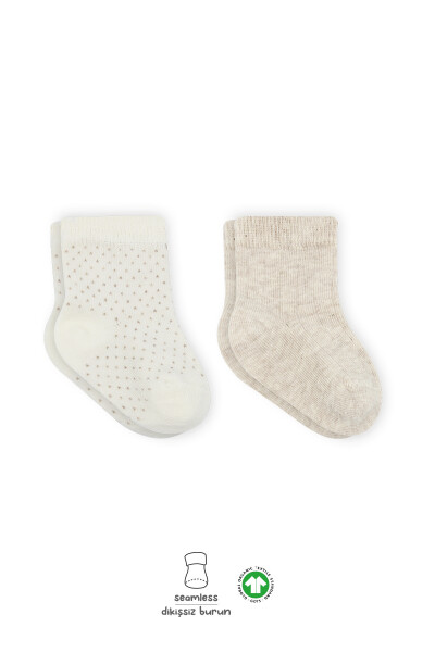 Bistyle Puan Derby Penye Soket Çorap 2li 10103 Bej Ekru - Bistyle