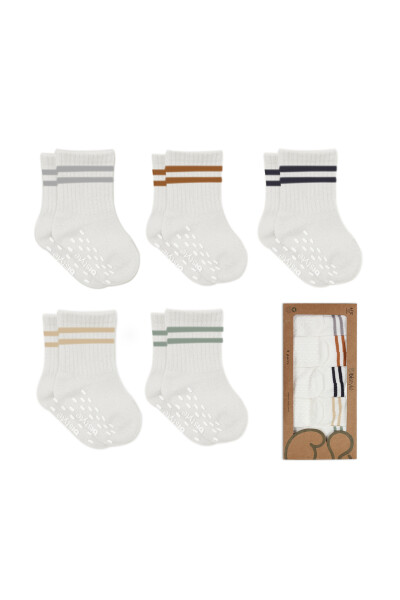 Bistyle 5'Li Penye Kaymaz Çember Soket Çorap 10122 Ekru - Bistyle