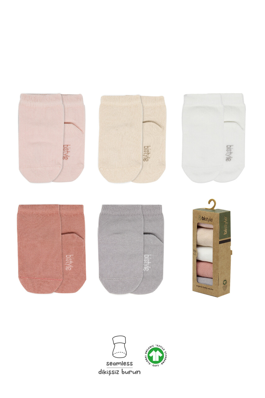 Bistyle 5'li Penye Soket Kutulu Basic Çorap 10131 Pudra - 1