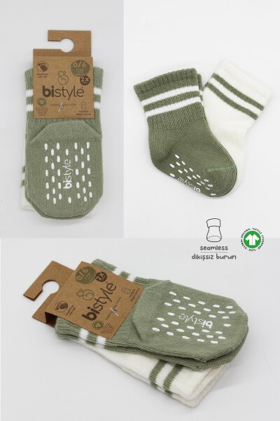 Bistyle 2li Çemberli Kaymaz Soket Çorap 10125 Nil Ekru - 5