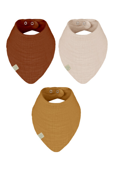 Bistyle Müslin Fular Önlük 3'Lü BS60102 Kiremit Bej Hardal - Bistyle