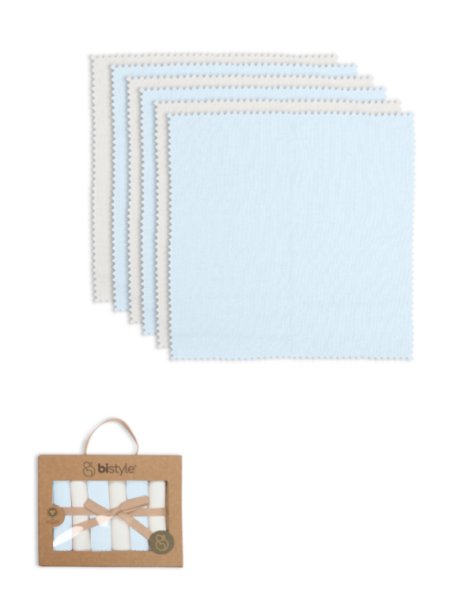 Bistyle Colours Kutulu 6lı Penye Mendil 20x20 90161 Ekru Mavi - Bistyle