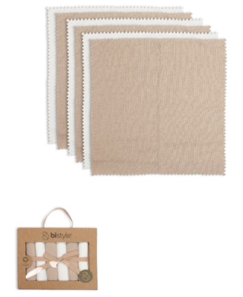 Bistyle Colours Kutulu 6lı Penye Mendil 20x20 90161 Ekru Kahve - Bistyle