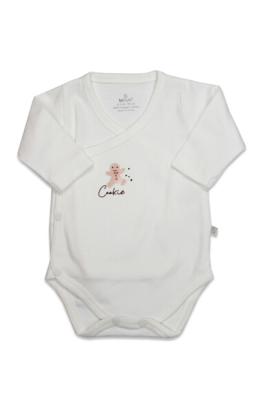 Bistyle Kruvaze Body Uzun Kol Cookies Make Happy 17141 Ekru - Bistyle