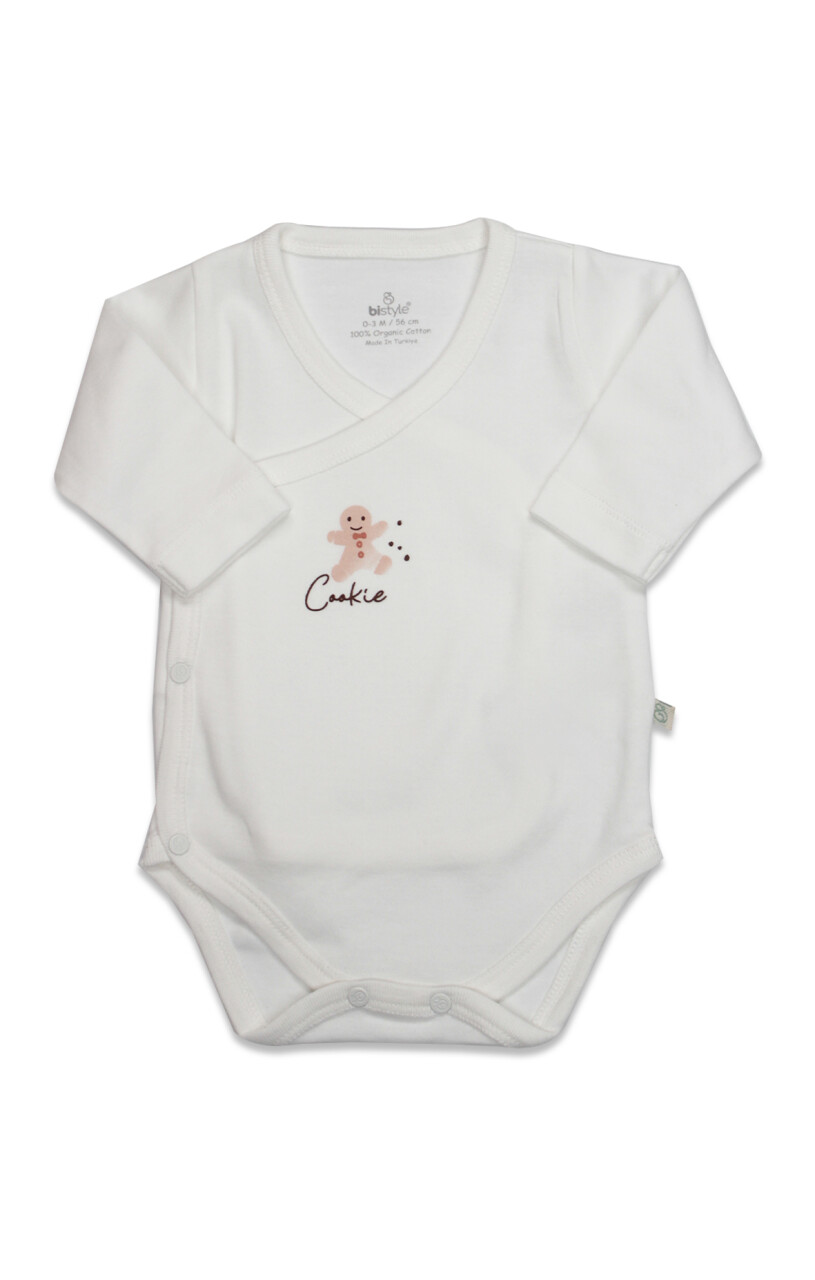 Bistyle Kruvaze Body Uzun Kol Cookies Make Happy 17141 Ekru - 1