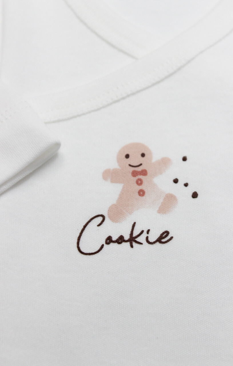 Bistyle Kruvaze Body Uzun Kol Cookies Make Happy 17141 Ekru - 2