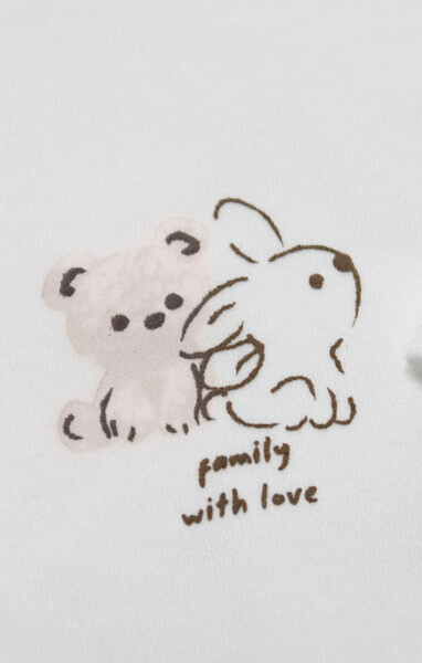 Bistyle Kruvaze Body Yarım Kol Love You Family 17144 Pudra - 3