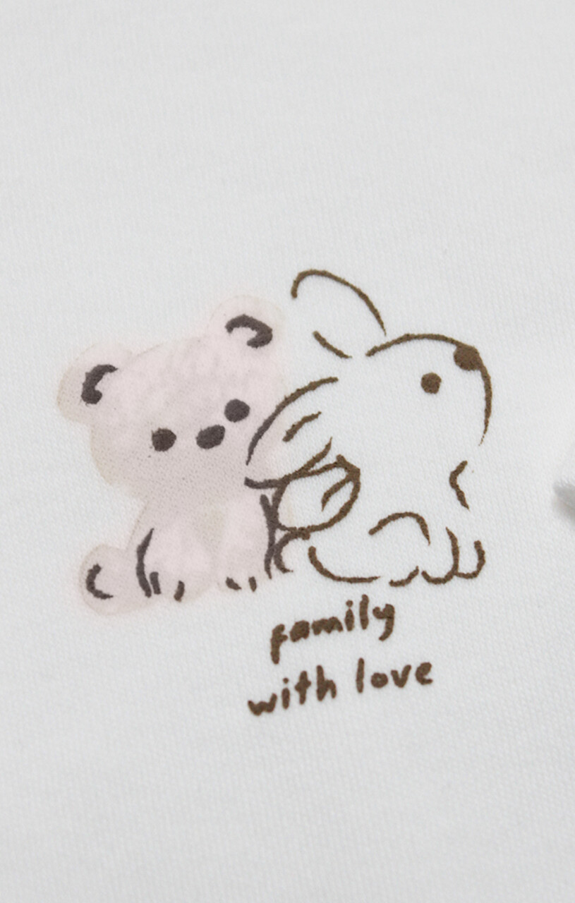 Bistyle Kruvaze Body Yarım Kol Love You Family 17144 Pudra - 3