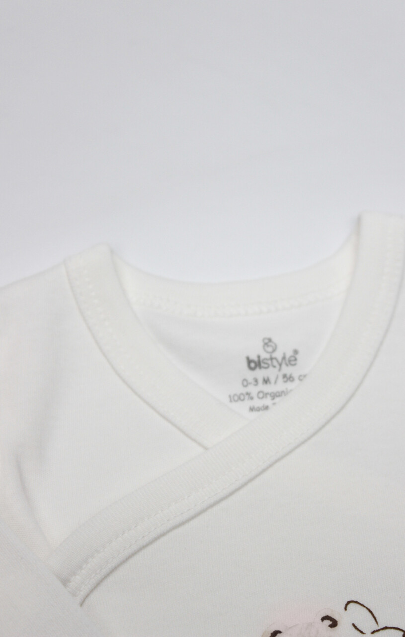 Bistyle Kruvaze Body Uzun Kol Love You Family 17146 Pudra - 2