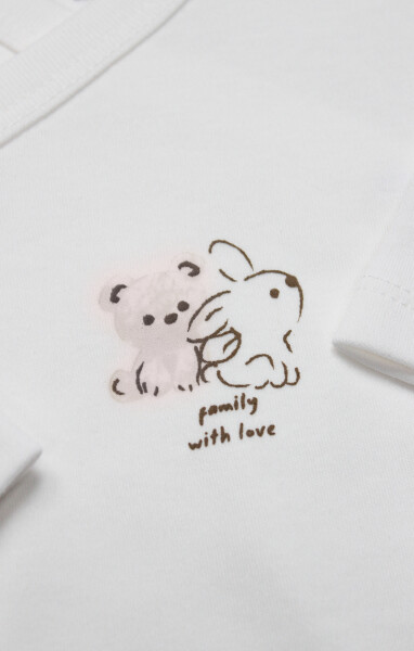 Bistyle Kruvaze Body Uzun Kol Love You Family 17146 Pudra - 3