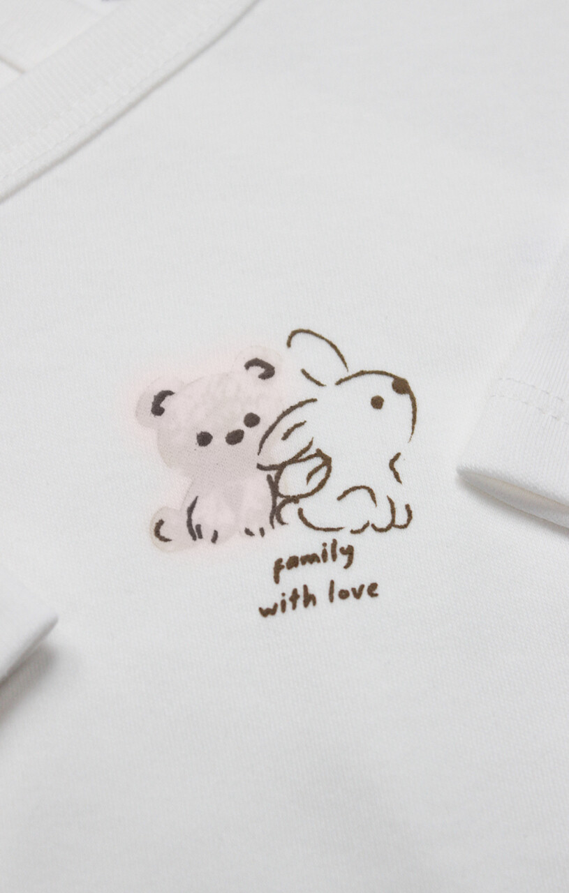 Bistyle Kruvaze Body Uzun Kol Love You Family 17146 Pudra - 3