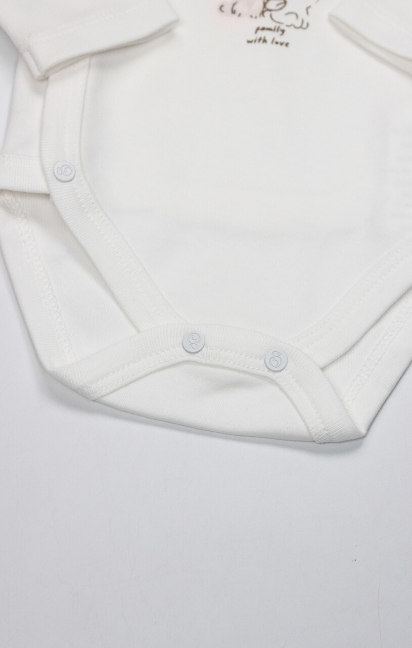 Bistyle Kruvaze Body Uzun Kol Love You Family 17146 Pudra - 4