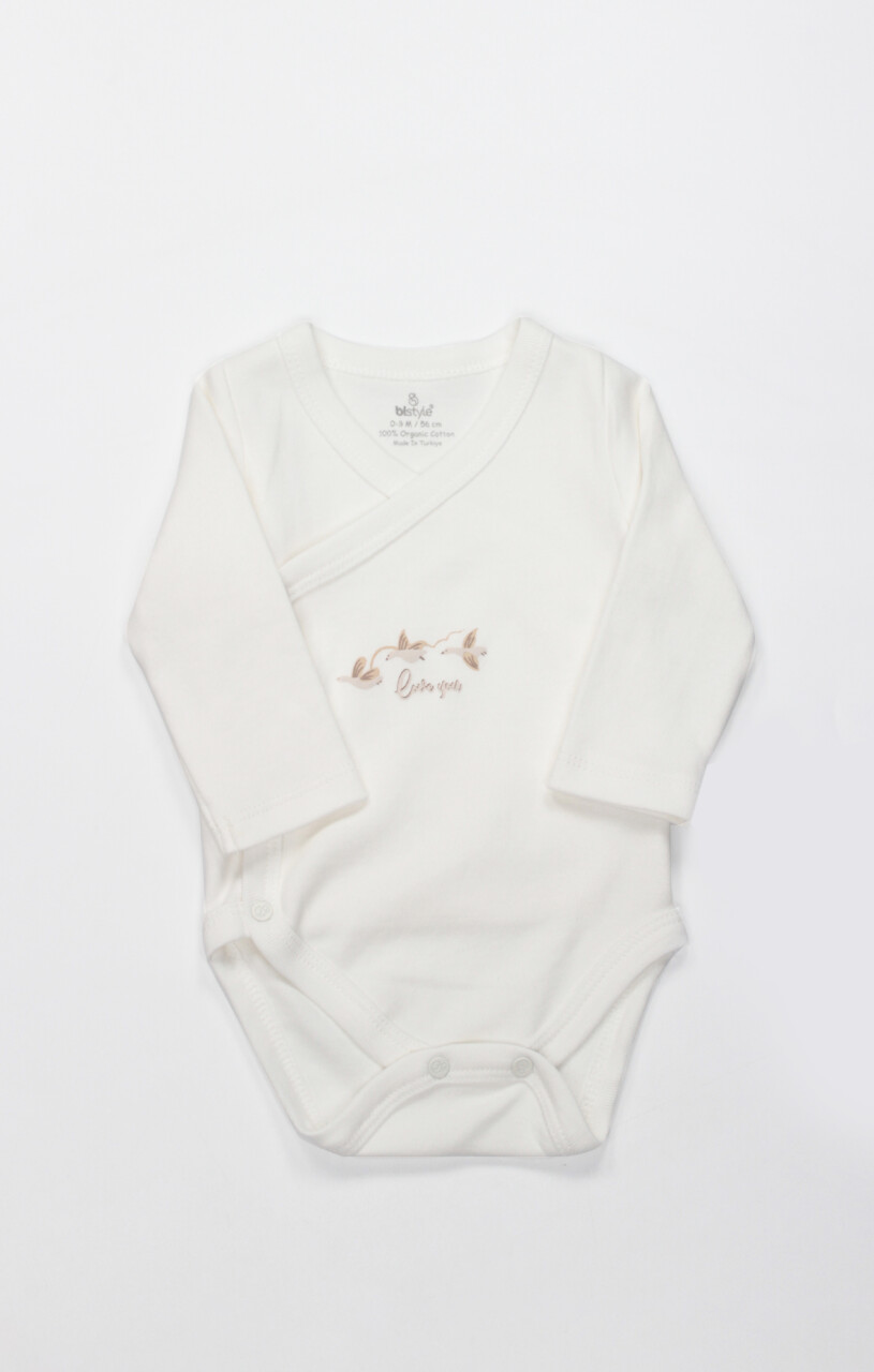 Bistyle Kruvaze Body Uzun Kol Love You Smile 17147 Ekru - 1