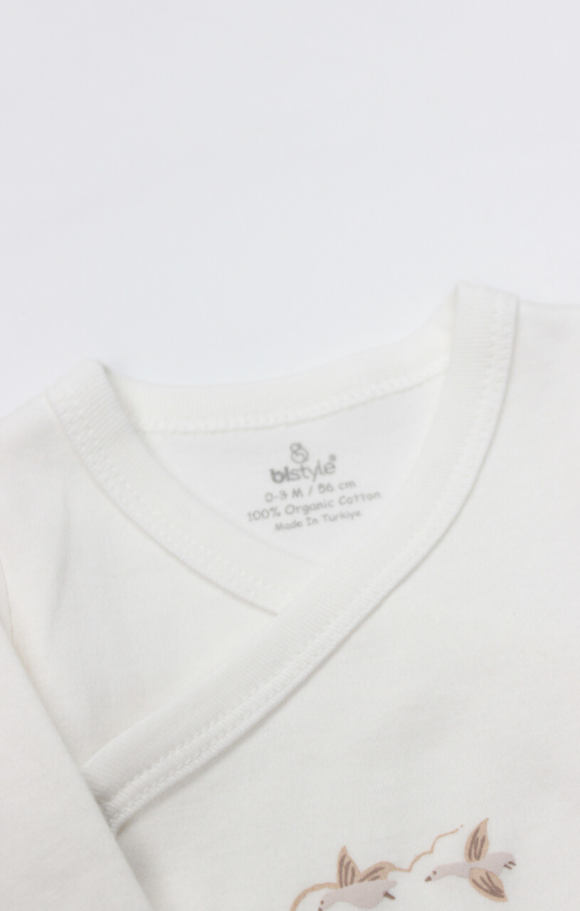Bistyle Kruvaze Body Uzun Kol Love You Smile 17147 Ekru - 2