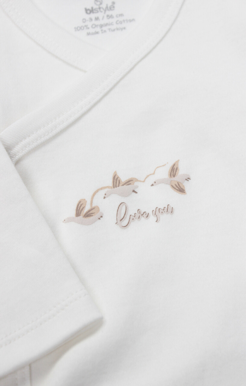 Bistyle Kruvaze Body Uzun Kol Love You Smile 17147 Ekru - 3