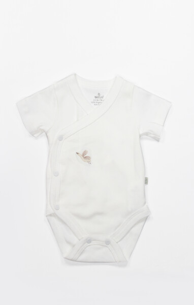 Bistyle Kruvaze Body Yarım Kol Love You Smile 17148 Ekru - Bistyle