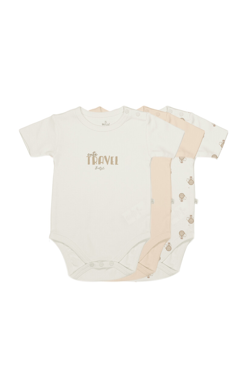 Bistyle 3lü Body Yarım Kol Travel Clasic Kutulu 17162 Ekru - 1