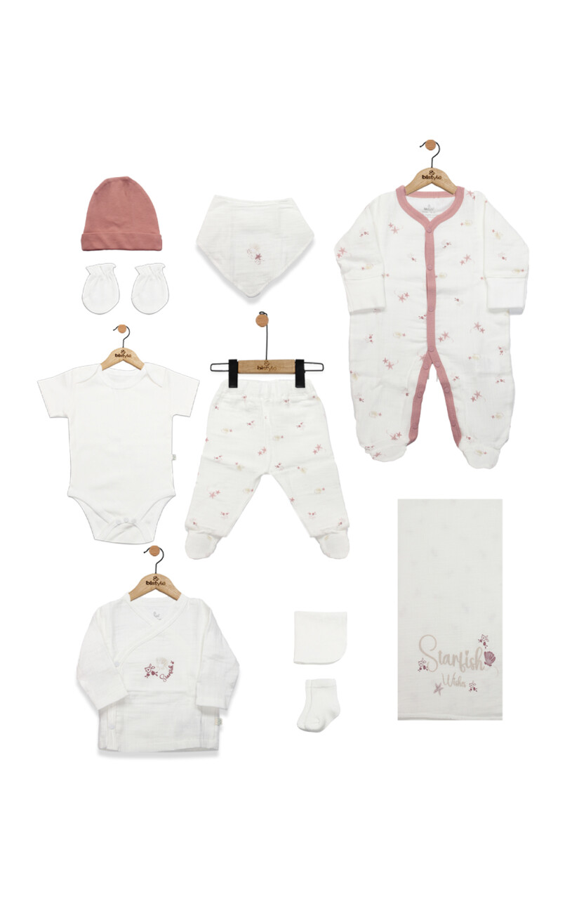 Bistyle 10lu Hastane Çıkışı Müslin Starfish Wishes 11120 Pembe - 1