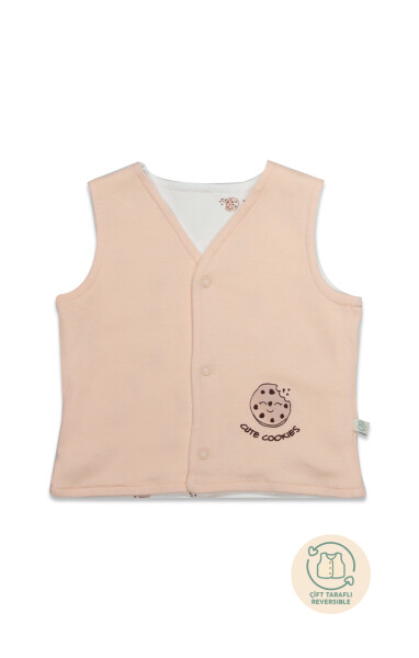 Bistyle Yelek Çift Taraflı Cookies Cute Happy 18112 Somon - Bistyle