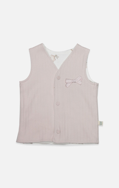 Bistyle Yelek Çift Taraflı Love You Family 18114 Pudra - Bistyle