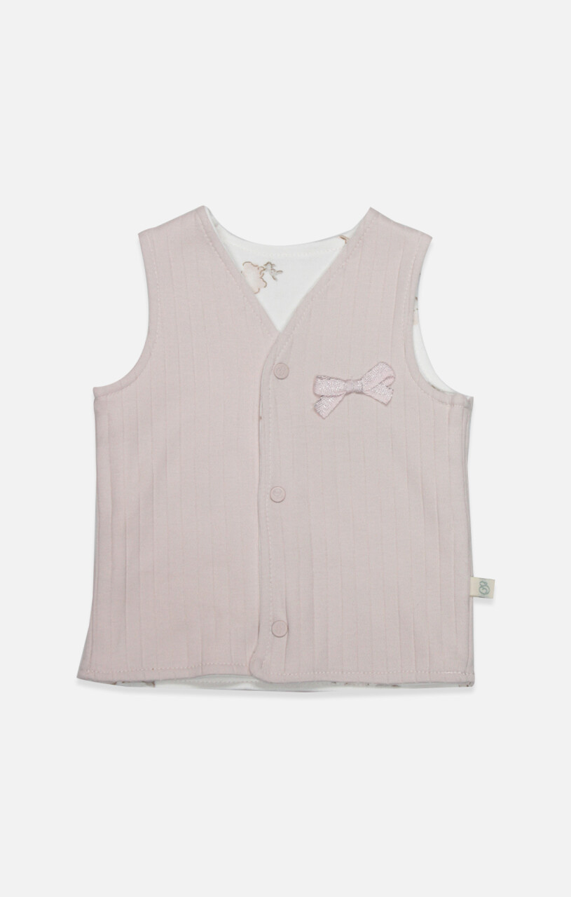 Bistyle Yelek Çift Taraflı Love You Family 18114 Pudra - 1