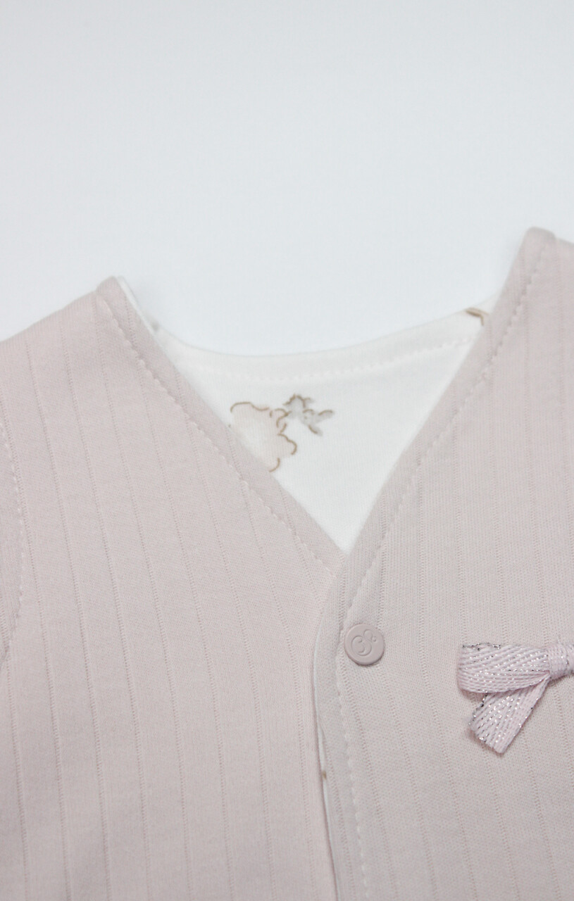 Bistyle Yelek Çift Taraflı Love You Family 18114 Pudra - 2