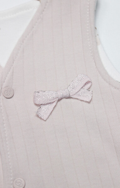 Bistyle Yelek Çift Taraflı Love You Family 18114 Pudra - 3