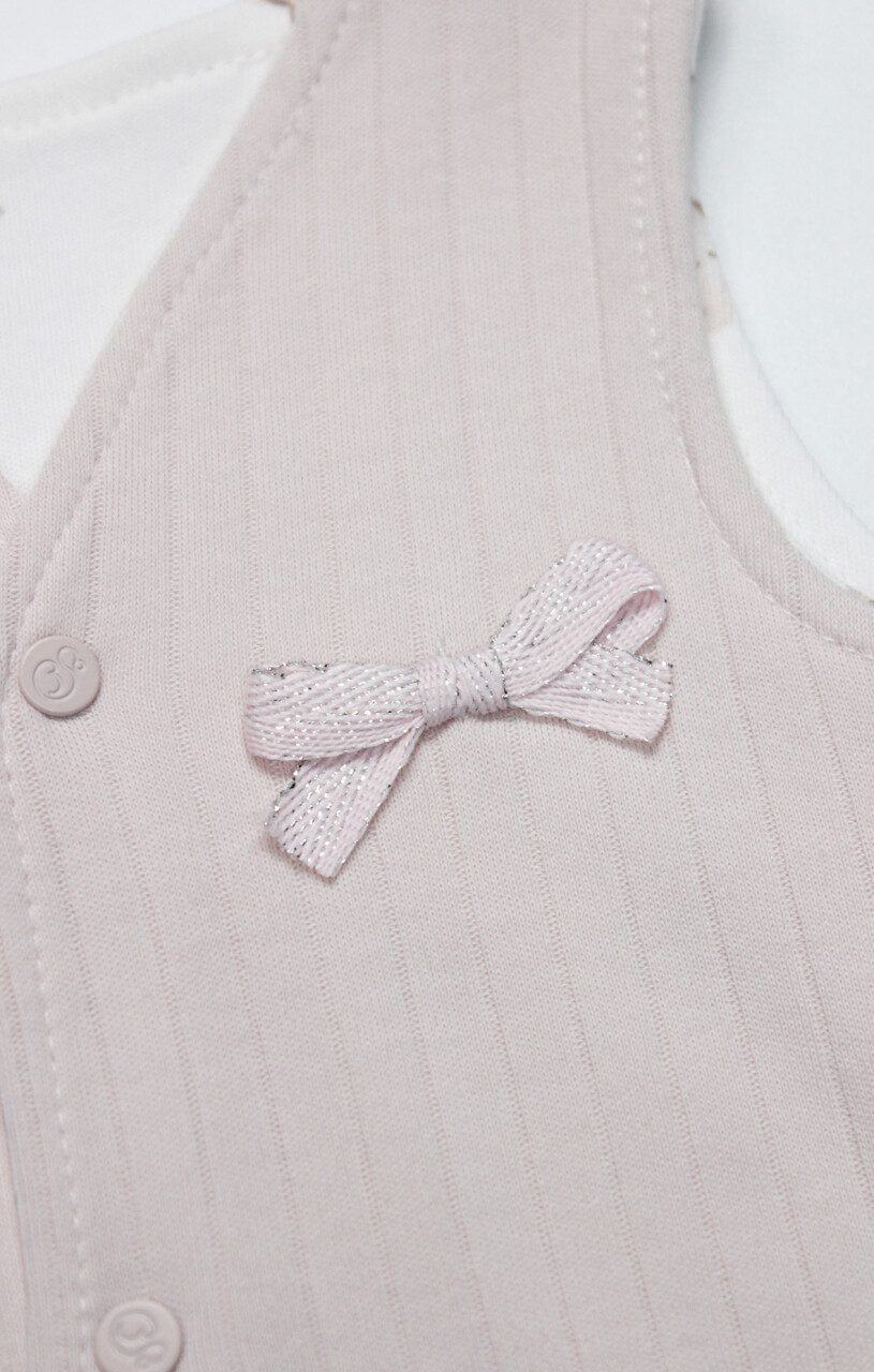 Bistyle Yelek Çift Taraflı Love You Family 18114 Pudra - 3